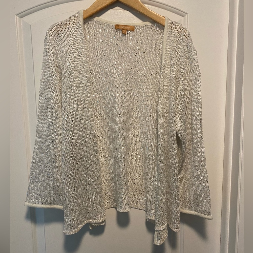 Ellen Tracy Sparkling Knit Open Cardigan sz XL